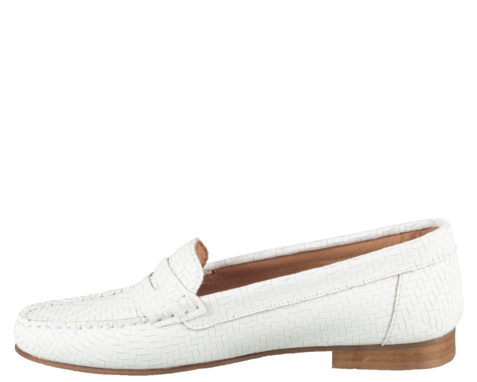 white woven loafers